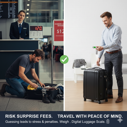 Weight Machine for Luggage - 50 kg capacity, Steel body, Lifetime replacement - Digital Portable Electronic Luggage Weighing Scale for home, travel, flights, bags (Silver, 50 kg)