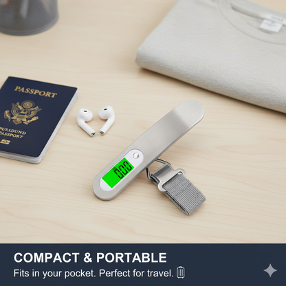 Weight Machine for Luggage - 50 kg capacity, Steel body, Lifetime replacement - Digital Portable Electronic Luggage Weighing Scale for home, travel, flights, bags (Silver, 50 kg)